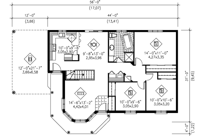 Dream House Plan - Floor Plan - Main Floor for European House Plan #25-180 - 3 bed, 1 bath