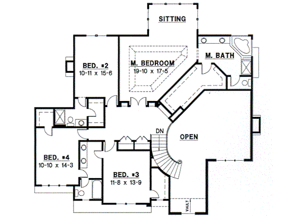 European Floor Plan - Upper Floor Plan #67-573