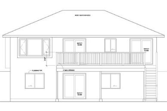 Exterior - Rear Elevation for Mediterranean House Plan #126-266 - 2 bed, 2 bath
