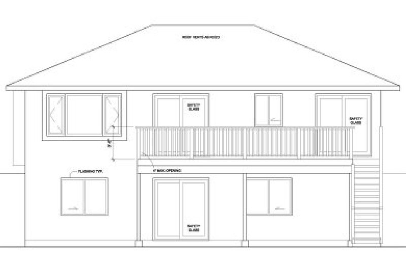 Home Plan - Exterior - Rear Elevation for Mediterranean House Plan #126-266 - 2 bed, 2 bath