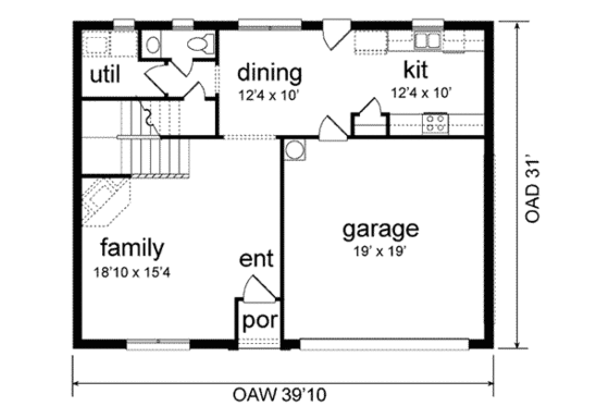 Floor Plan - Main Floor for Traditional House Plan #84-129 - 3 bed, 2.5 bath