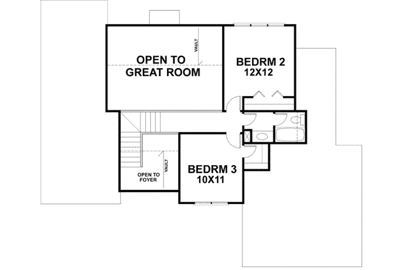 House Blueprint - Floor Plan - Upper Floor for European House Plan #56-138 - 3 bed, 2.5 bath