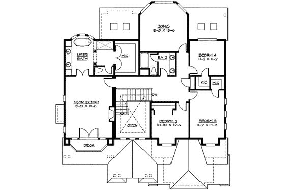 Floor Plan - Upper Floor for Craftsman House Plan #132-163 - 4 bed, 2.5 bath