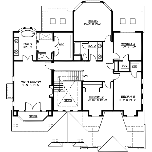 Craftsman Floor Plan - Upper Floor Plan #132-163