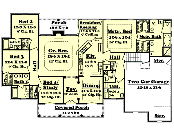 Home Plan - Country Floor Plan - Main Floor Plan #430-34