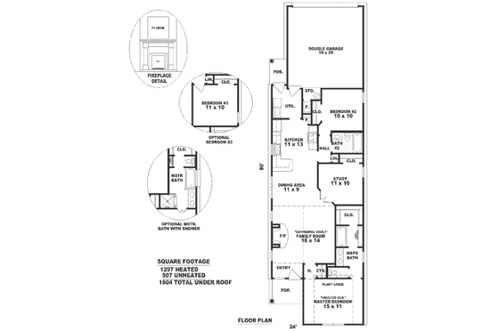 Floor Plan - Main Floor for Cottage House Plan #81-187 - 3 bed, 2 bath