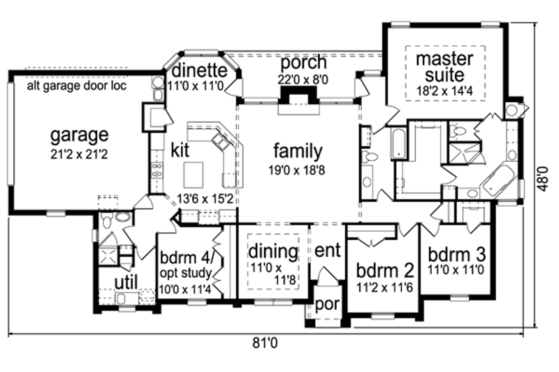 Dream House Plan - Floor Plan - Main Floor for Traditional House Plan #84-503 - 4 bed, 3 bath