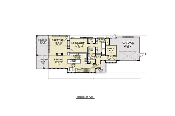 Floor Plan - Main Floor for Farmhouse House Plan #1070-106 - 3 bed, 2.5 bath
