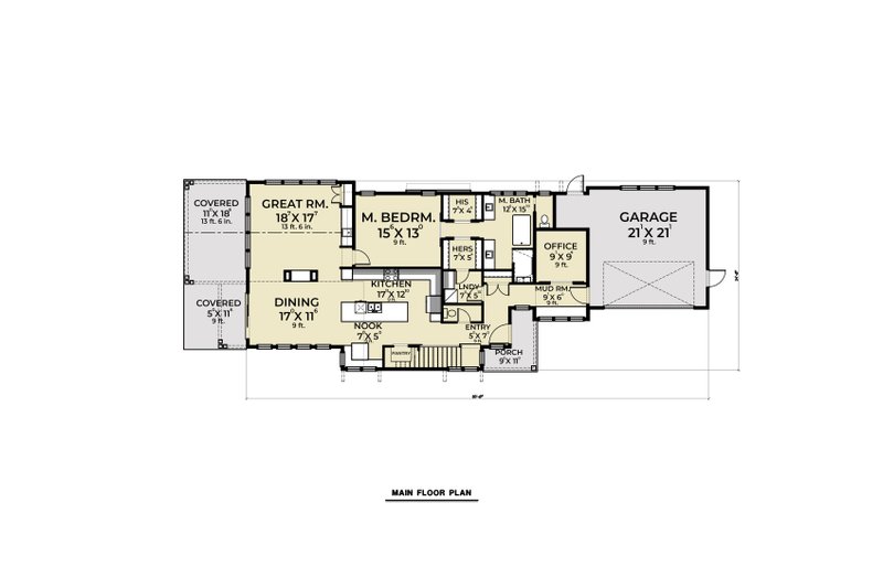 Architectural House Design - Floor Plan - Main Floor for Farmhouse House Plan #1070-106 - 3 bed, 2.5 bath