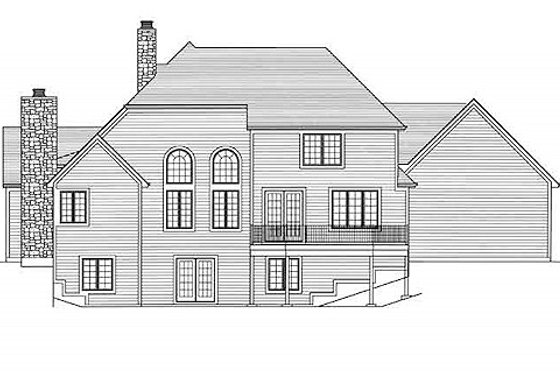 Exterior - Rear Elevation for European House Plan #46-485 - 3 bed, 2.5 bath