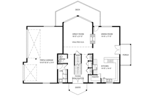 Floor Plan - Main Floor for Craftsman House Plan #126-144 - 3 bed, 2.5 bath