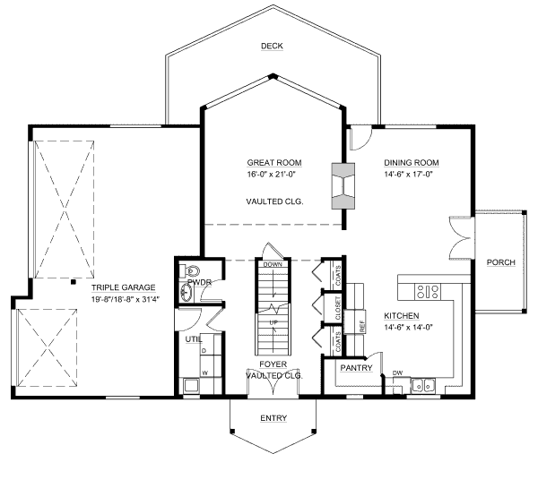 Craftsman Floor Plan - Main Floor Plan #126-144