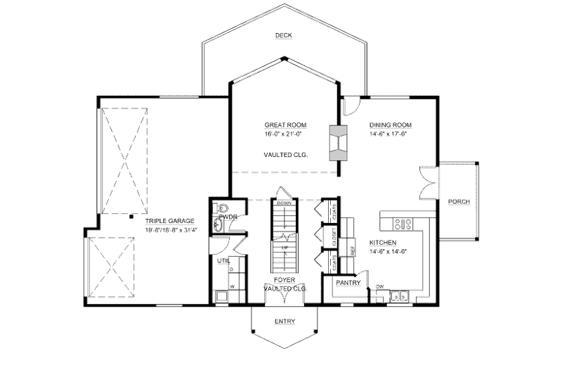 Architectural House Design - Floor Plan - Main Floor for Craftsman House Plan #126-144 - 3 bed, 2.5 bath