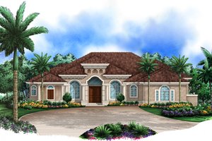 Mediterranean Exterior - Front Elevation Plan #27-420