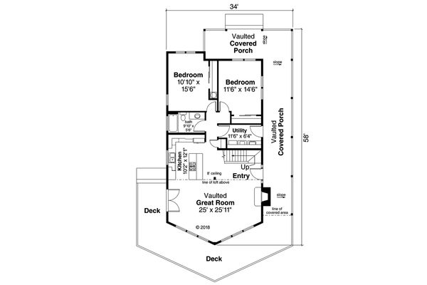 Home Plan - Cottage Floor Plan - Main Floor Plan #124-1130