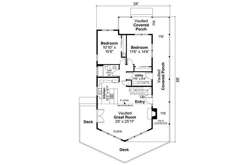 Architectural House Design - Floor Plan - Main Floor for Cottage House Plan #124-1130 - 3 bed, 2 bath