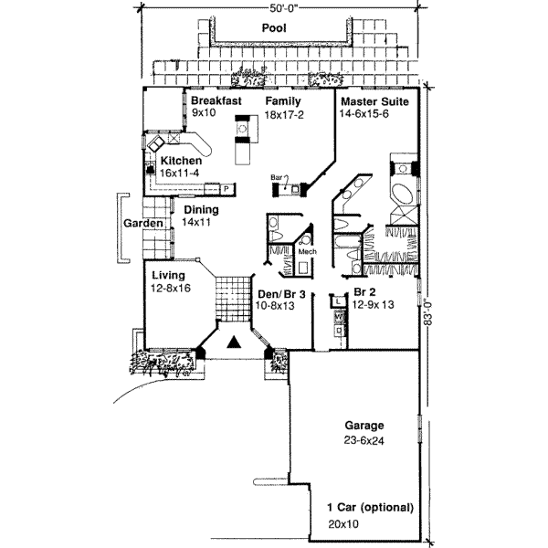 Architectural House Design - Mediterranean Floor Plan - Main Floor Plan #320-107