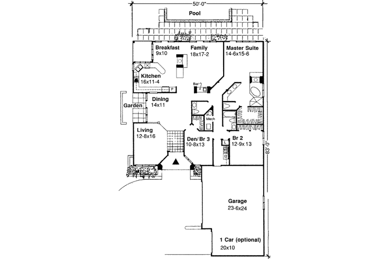 Dream House Plan - Floor Plan - Main Floor for Mediterranean House Plan #320-107 - 3 bed, 2.5 bath