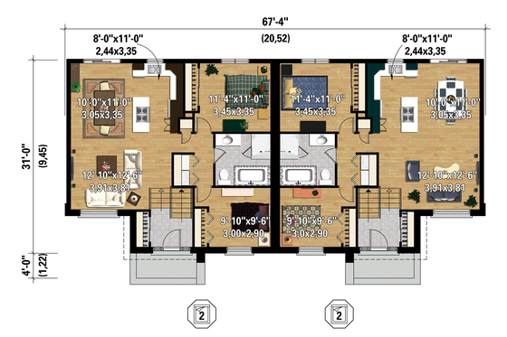 Floor Plan - Main Floor 1 for Contemporary House Plan #25-4398 - 4 bed, 2 bath