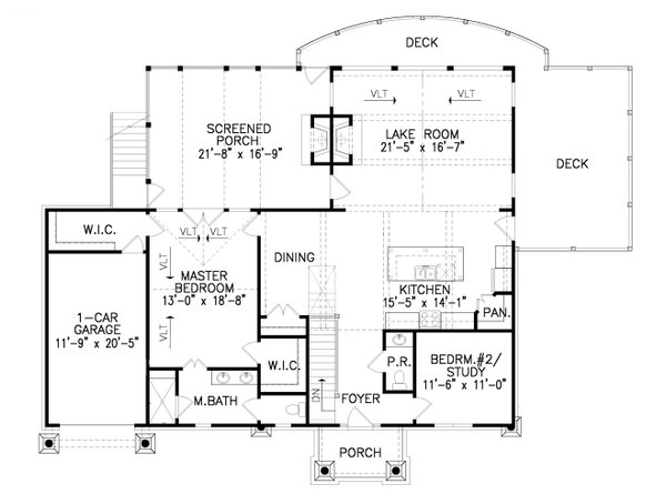 House Blueprint - Traditional Floor Plan - Main Floor Plan #54-495
