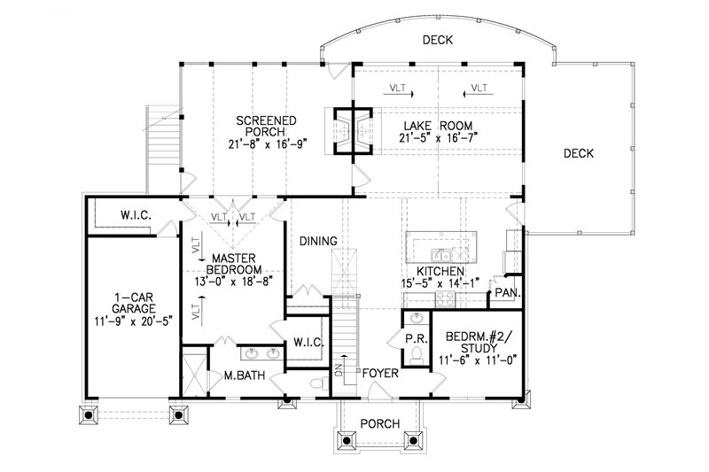 House Plan Design - Floor Plan - Main Floor for Traditional House Plan #54-495 - 4 bed, 2.5 bath