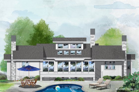 Exterior - Rear Elevation for Farmhouse House Plan #929-35 - 2 bed, 2 bath