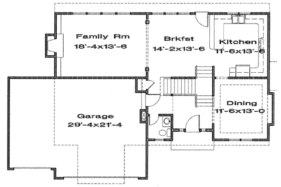 Floor Plan - Main Floor for Traditional House Plan #6-121 - 4 bed, 3.5 bath