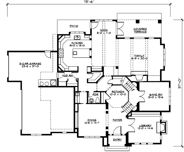 House Design - European Floor Plan - Main Floor Plan #132-173
