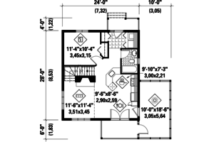 Floor Plan - Main Floor for Country House Plan #25-4310 - 2 bed, 2 bath
