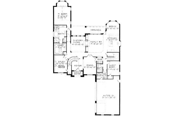 Floor Plan - Main Floor for European House Plan #141-185 - 5 bed, 4 bath