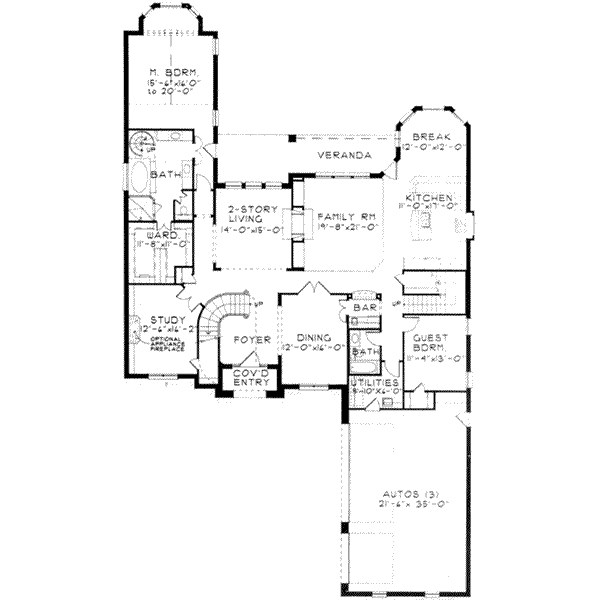 European Floor Plan - Main Floor Plan #141-185