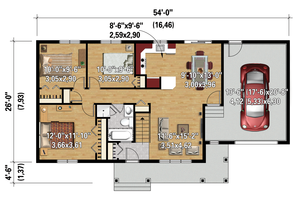 Floor Plan - Main Floor 1 for Country House Plan #25-4461 - 3 bed, 1 bath
