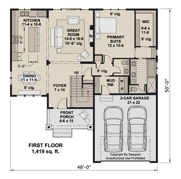 Craftsman Floor Plan - Main Floor Plan #51-1424