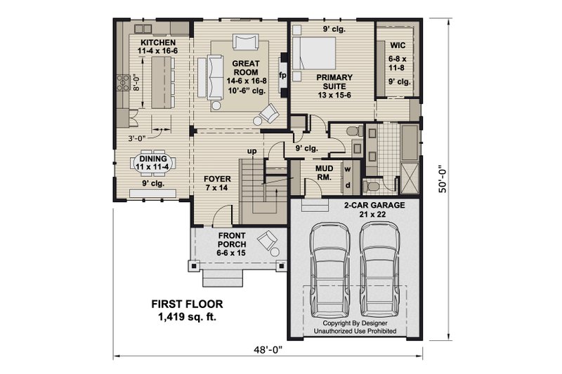 Home Plan - Floor Plan - Main Floor for Craftsman House Plan #51-1424 - 4 bed, 3.5 bath