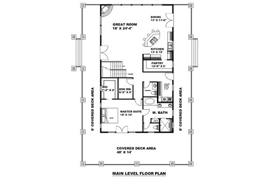 Floor Plan - Main Floor for Craftsman House Plan #117-978 - 3 bed, 2.5 bath