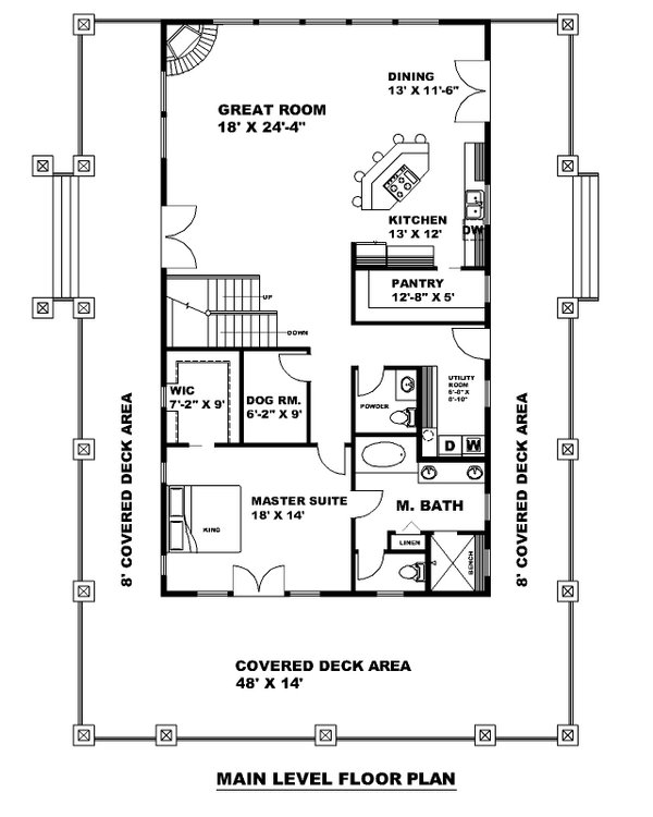 House Blueprint - Craftsman Floor Plan - Main Floor Plan #117-978