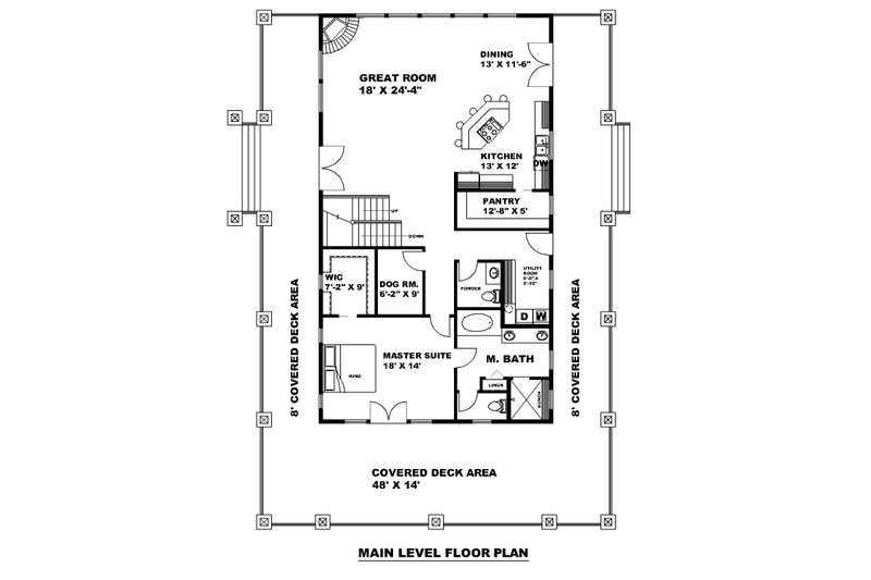 Architectural House Design - Floor Plan - Main Floor for Craftsman House Plan #117-978 - 3 bed, 2.5 bath