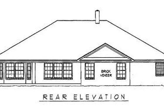 Exterior - Rear Elevation for Traditional House Plan #11-111 - 4 bed, 2 bath