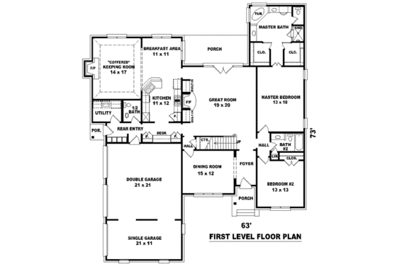 Floor Plan - Main Floor for European House Plan #81-1208 - 4 bed, 3.5 bath