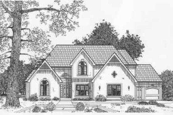 Exterior - Front Elevation for European House Plan #6-198 - 4 bed, 3.5 bath