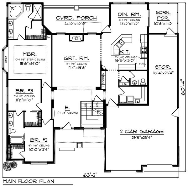 House Plan Design - Ranch Floor Plan - Main Floor Plan #70-1421