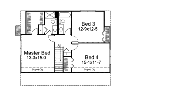 Architectural House Design - Country Floor Plan - Upper Floor Plan #57-450