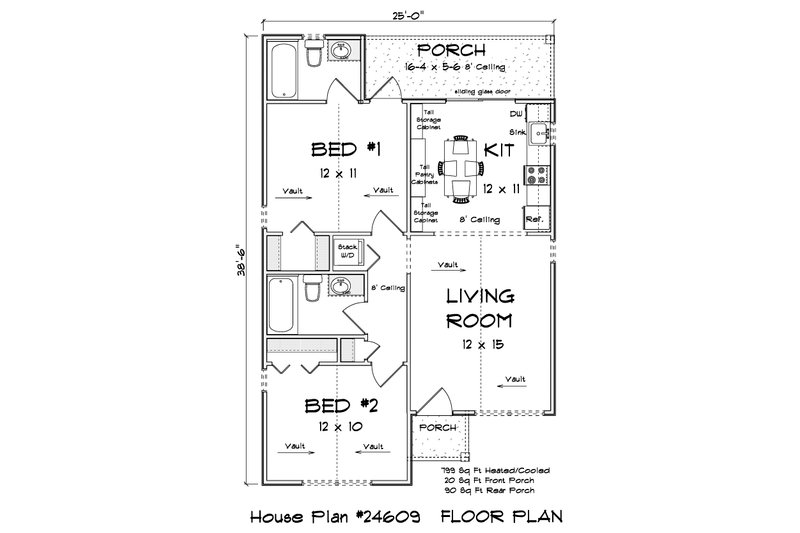 House Design - Floor Plan - Main Floor for Cottage House Plan #513-2402 - 2 bed, 2 bath