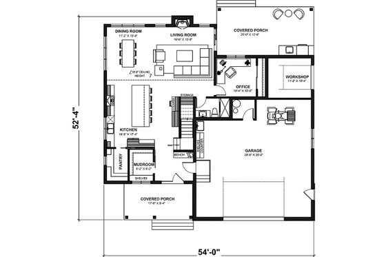 Floor Plan - Main Floor for Farmhouse House Plan #23-2752 - 4 bed, 3 bath