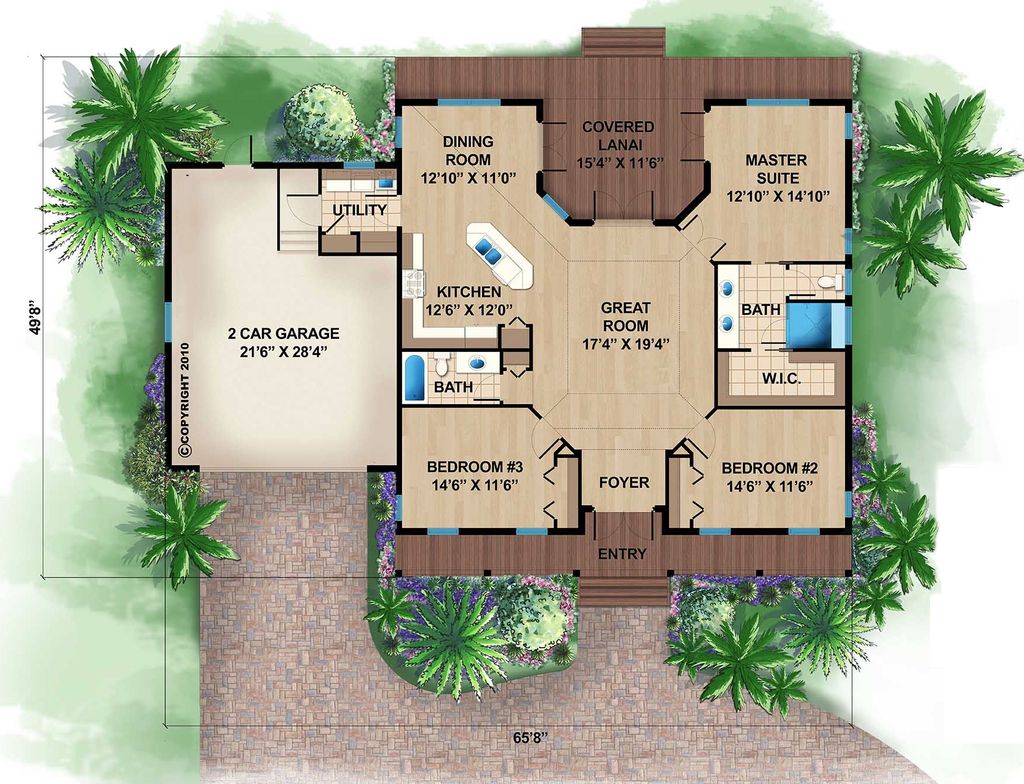 Beach Style House  Plan  3  Beds 2  Baths 1697 Sq Ft Plan  