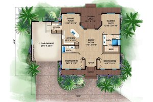 Floor Plan - Main Floor for Beach House Plan #27-481 - 3 bed, 2 bath