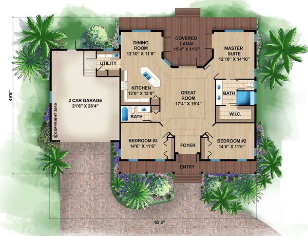 Beach Floor Plan - Main Floor Plan #27-481