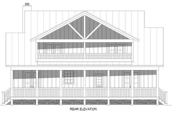 Exterior - Rear Elevation for Cabin House Plan #932-252 - 3 bed, 3.5 bath