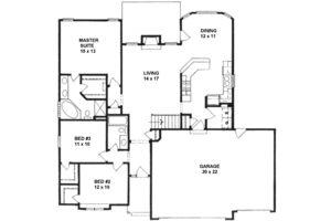 Floor Plan - Main Floor for Traditional House Plan #58-177 - 3 bed, 2 bath