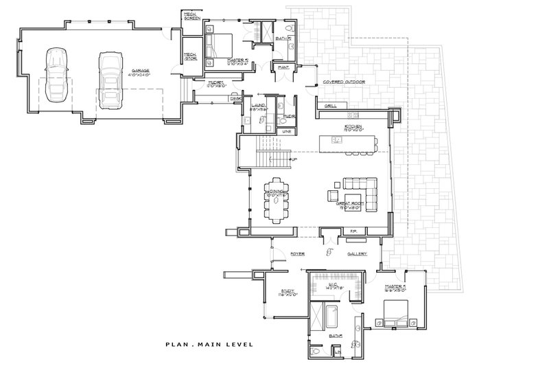 Architectural House Design - Floor Plan - Main Floor for Contemporary House Plan #892-40 - 4 bed, 4.5 bath